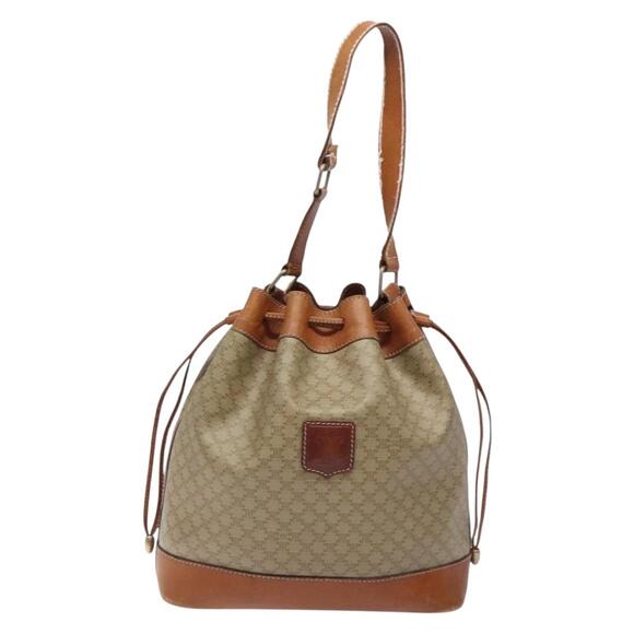 CELINE Macadam Canvas Shoulder Bag Beige Gold - Picture 2 of 12